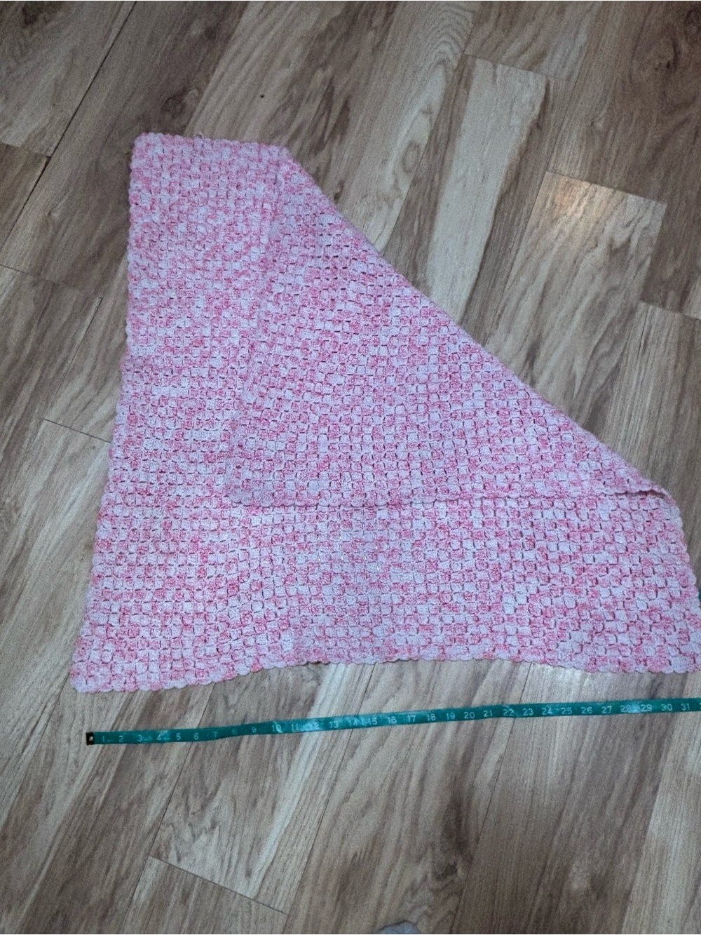 Hand Crocheted C2C 33 inches X 33 inches Pink/White Baby Blanket - Picture 3 of 3